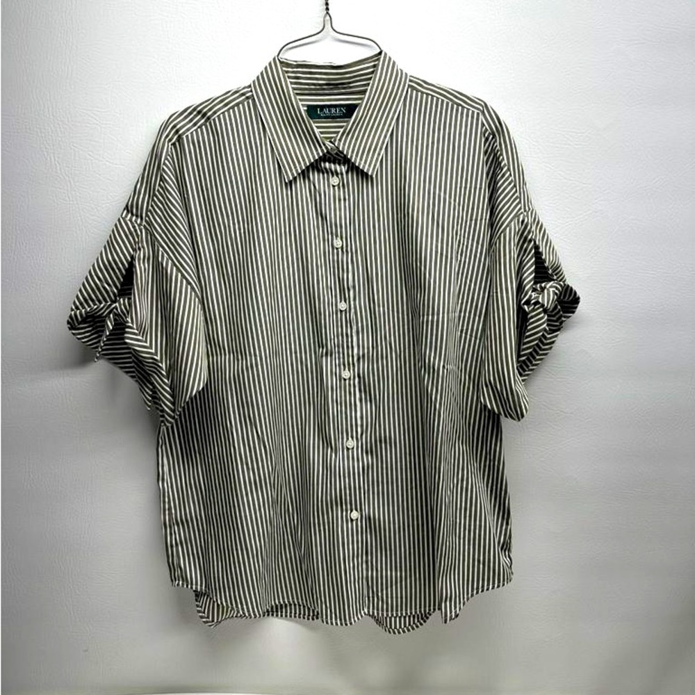 Lauren Ralph Lauren womens striped shirt shorts sleeve size L